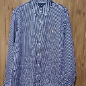 Ralph Lauren Men's Navy Striped Button Down Shirt